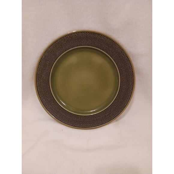 Fuji Iron Stone Chop Plate 10" Made in Japan Moss Green Textured Pattern Vintage - Picture 7 of 15